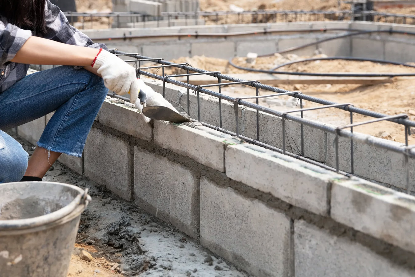Foundation block wall installation in Fontana, CA